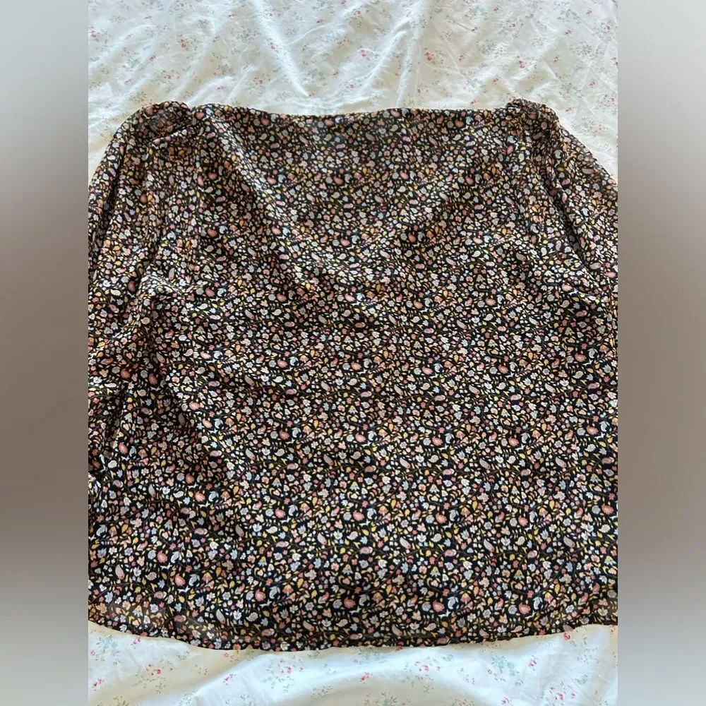 Madewell Georgette Smocked-Cuff Button-Front Shirt in Folktale Paisley EUC 14